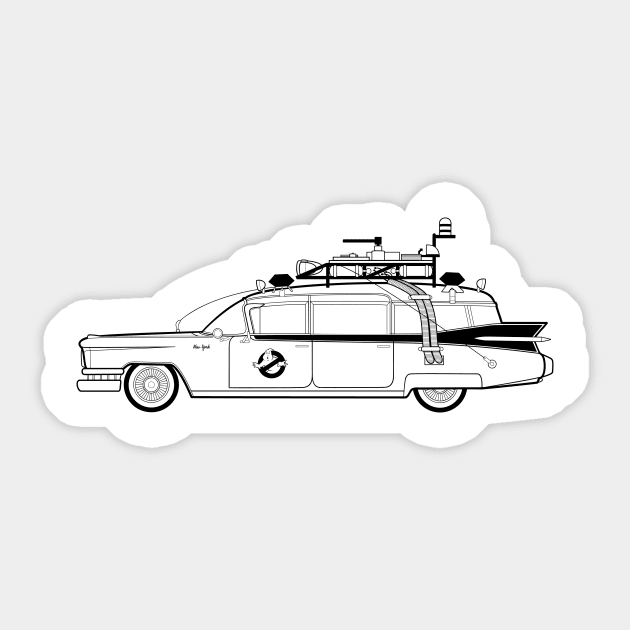 Ghostbusters, Ecto-1 Sticker by Seventoes